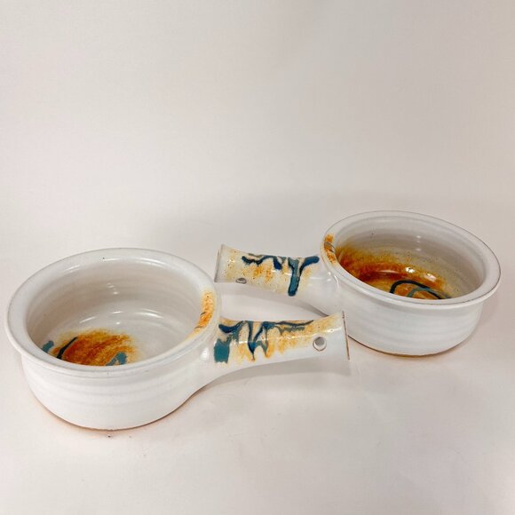 Brenner Tolliver Pottery Handcrafted White Stoneware Soup Bowl Hollow Handle - Picture 4 of 15